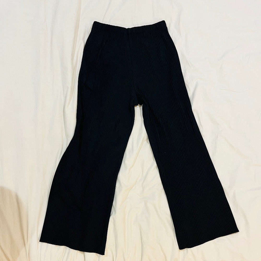 Black Pleated Wide Leg Pants S